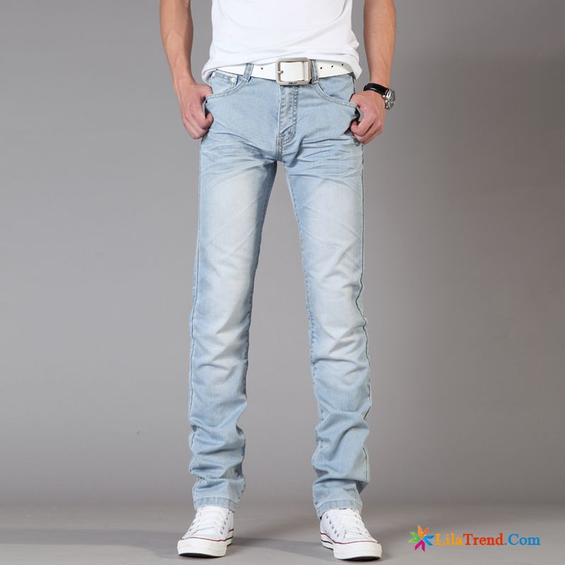 Zerrissene Jeans Herren Hell Schlank Licht Allgleiches Sommer Billig